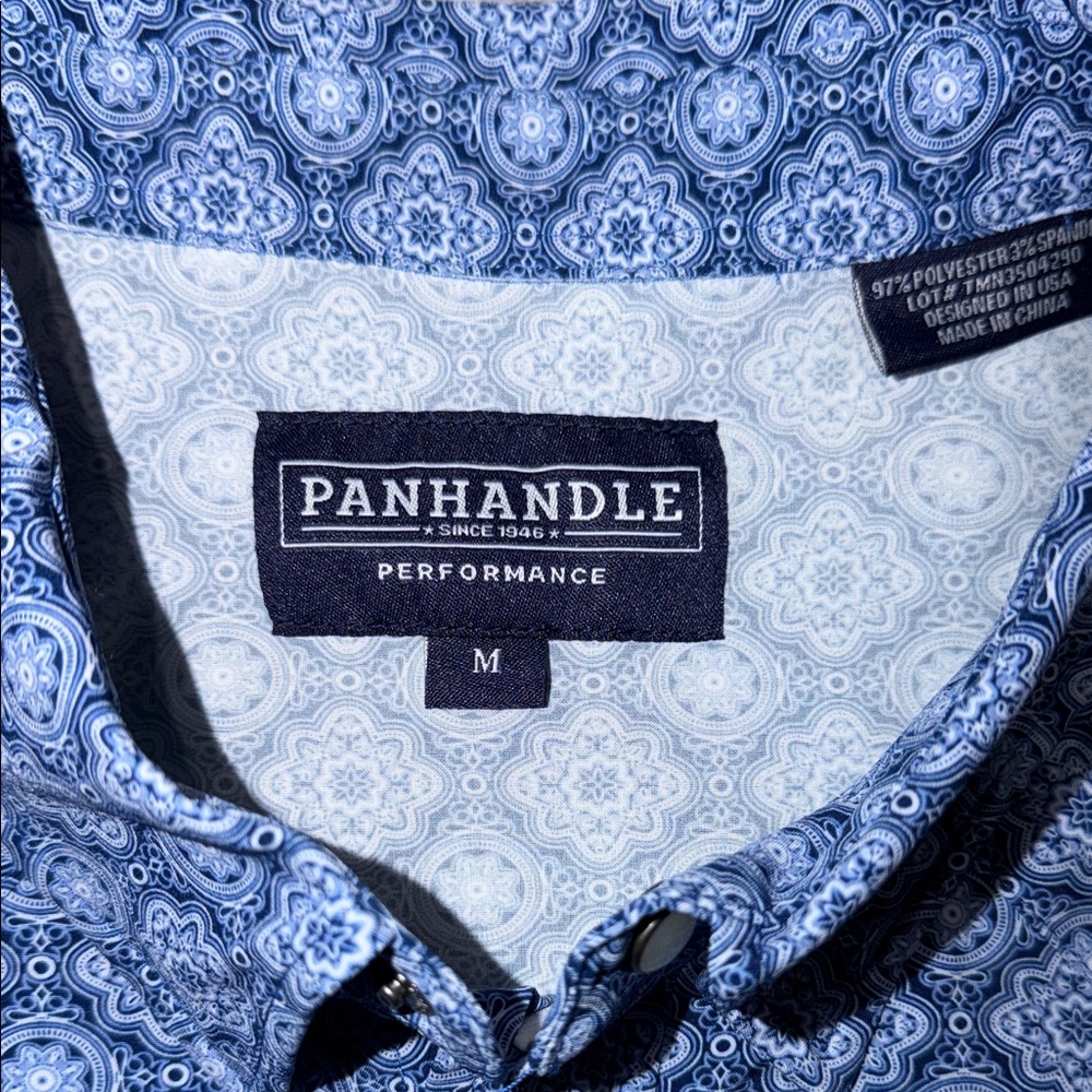 Panhandle Men's Royal Blue Medallion Western Pearl Snap Shirt - Picture 3 of 5